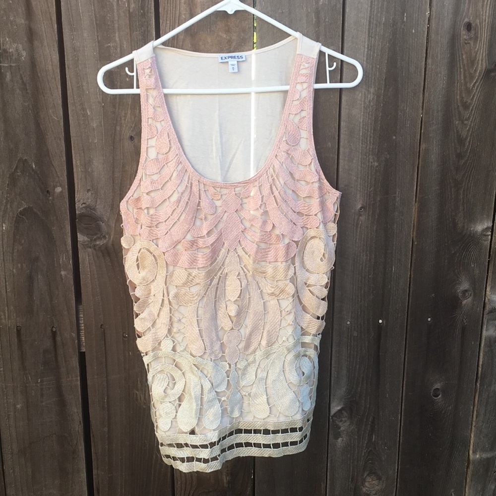 Express glitz crochet tank top size M